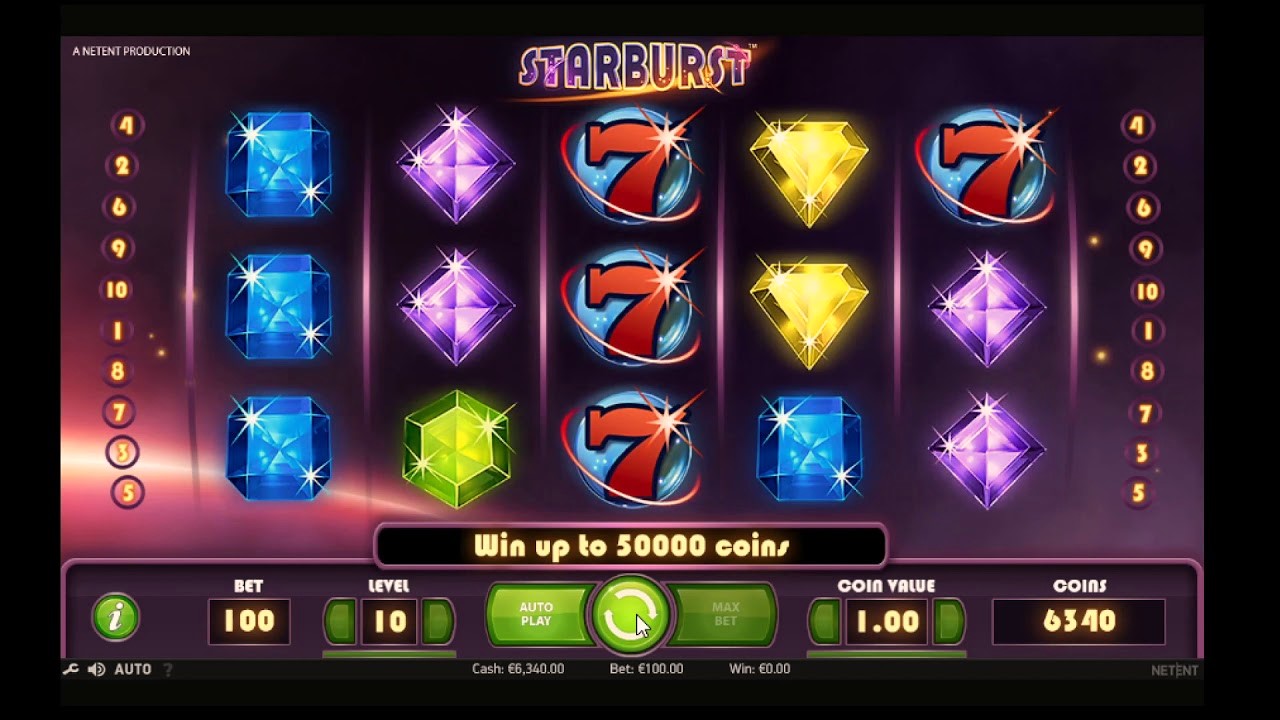 Starburst Slot Review - 10 pay lines, 5 reels and a RTP of 96.1%